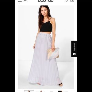 Long pleated dove maxi skirt